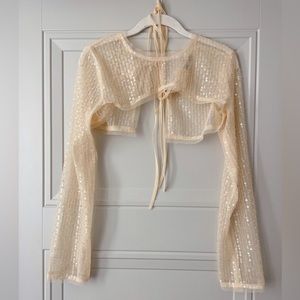 Zara tie back shrug top in tulle/sequins size medium